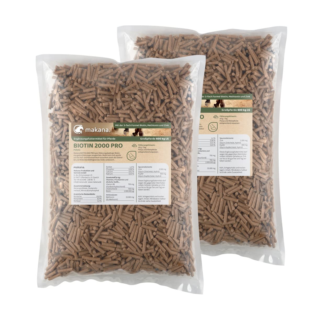 Makana Biotin 2000 pro für stabile Hufe, pelletiert, 2er Pack (2 x 1.5 kg)