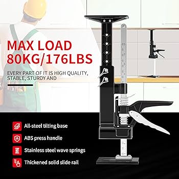 MAXENIKIT Third Hand Support Pole Heavy Duty, Cabinet Jacks For Installing Cabinets With 285 LBS Capacity And Expand From 15-4/5 To 23-3/5 In, 1-PC