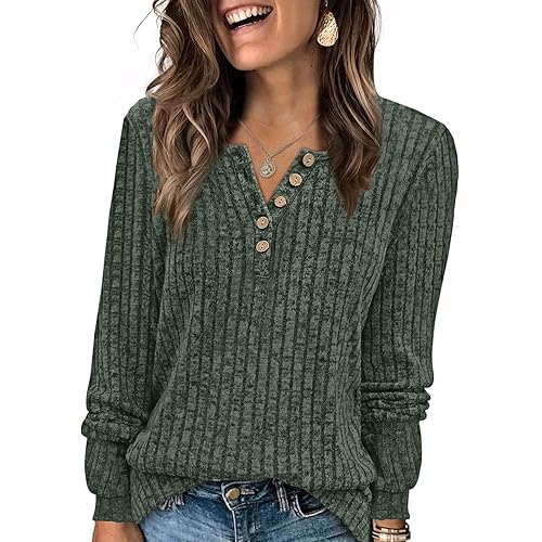 XIEERDUO Sweater for Women Long Sleeve Henley Shirts Tunic Tops to Wear with Leggings crew neck Sweaters Trendy 2024