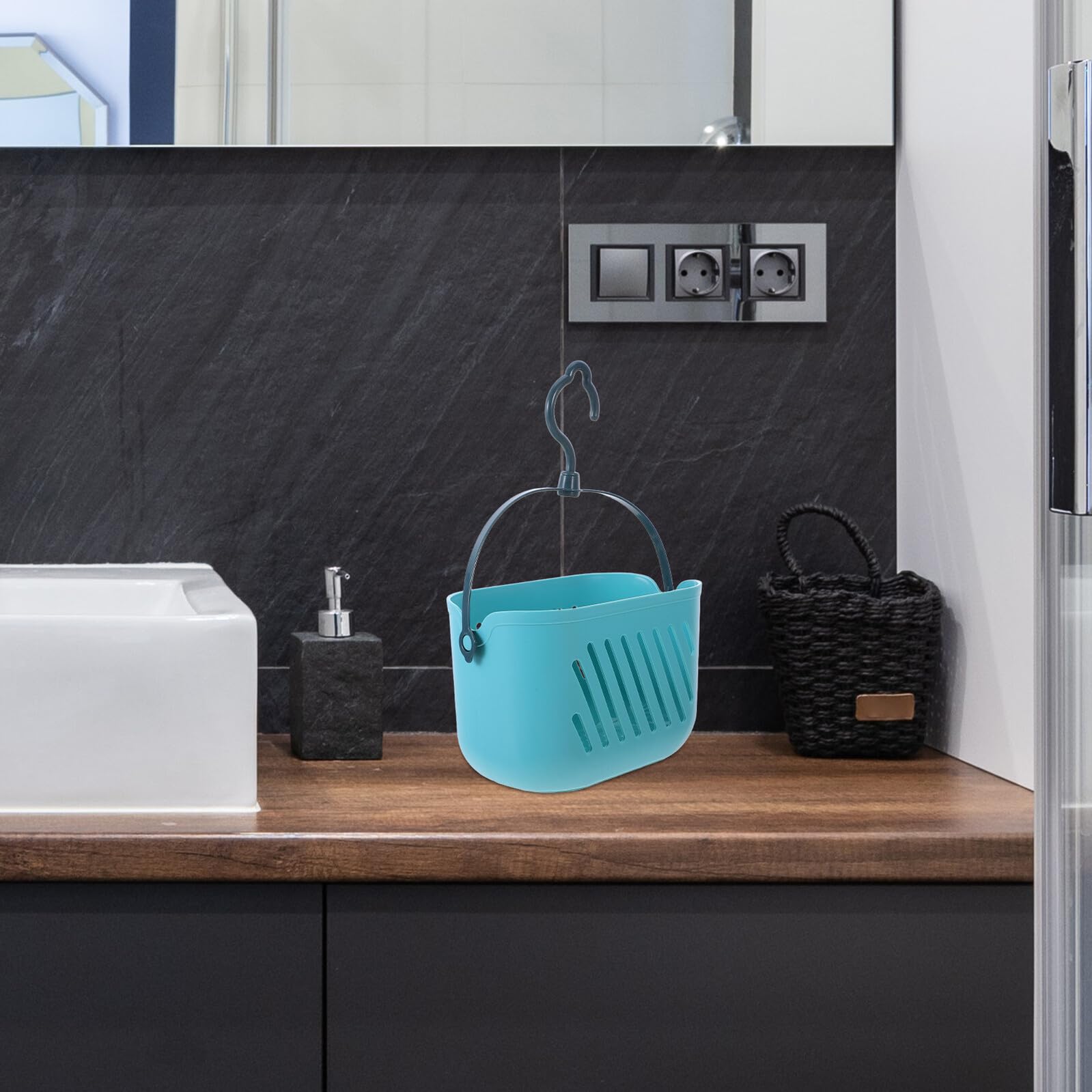 Zerodeko Cesta de Ducha Colgante con Ganchos, 2 Piezas de Plástico | Carga Robusta, Uso Versátil, para Cocina y Dormitorio, Materiales Resistentes, Diseño con Gancho