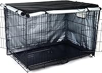 kefit 36-Inch Dog Crate Cover for Wire Kennels - Black Heavy-Duty Polyester, Privacy Shield with Air Vents & Roll-Up Doors