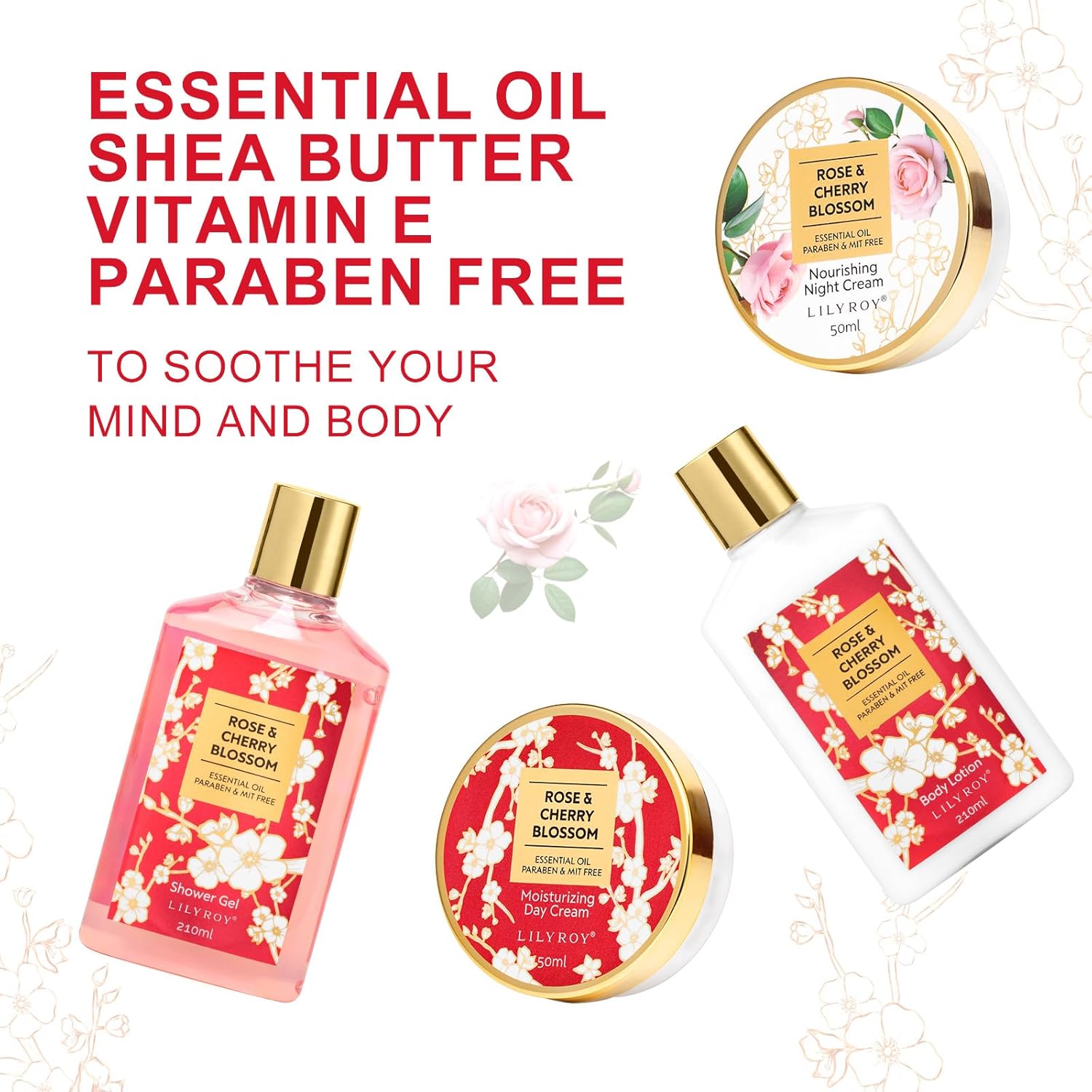 Mothers Day Gifts for Mom, Gifts for Women - 23Pcs Rose Red Gift Box Set Bath and Body Skin Care Gift Set, Spa Gift Set, Beauty Care Kit | Perfect Gift for Birthday, Valentines Day, Christmas Gift