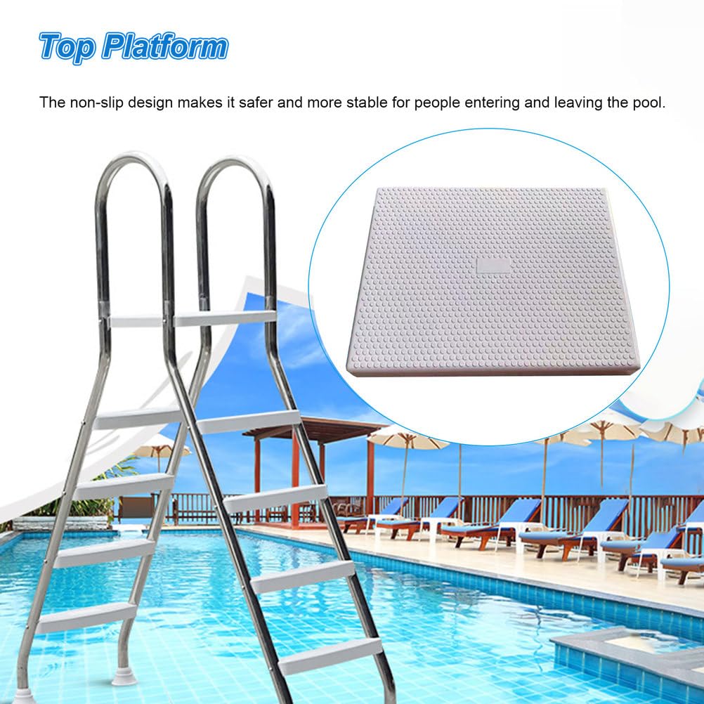Reemplazo de Plataforma de Escalera de Piscina, Solo Plataforma de Escalón Antideslizante 460X360X45MM, para Escalera de Piscina Elevada, Blanca