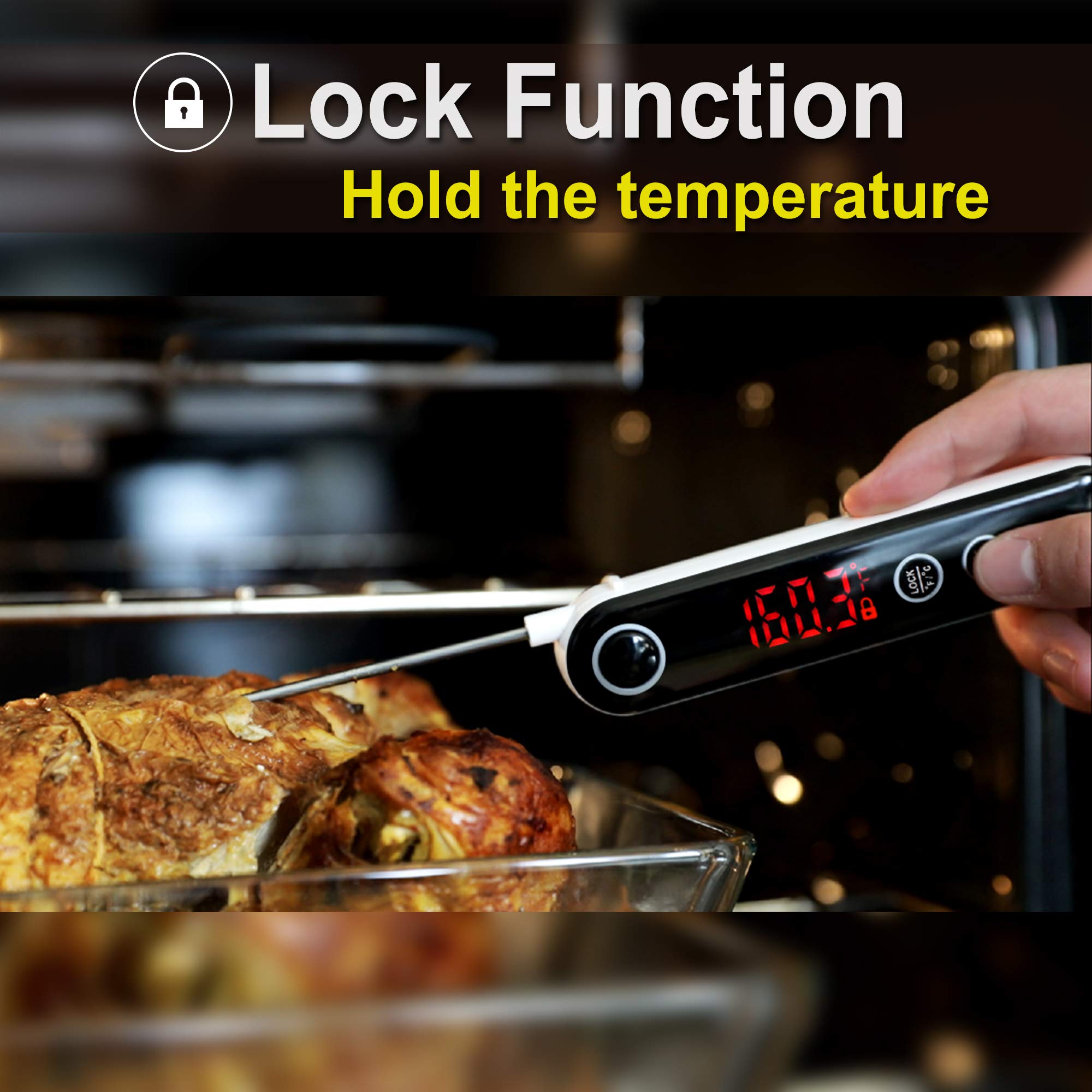 ThermoPro TP18 Termómetro Cocina Digital Ultrarrápido Termómetro de Termopar Profesional con Lectura Instantánea de 3s para Cocinar Alimentos Carne Aceite Barbacoa Comida Leche Agua