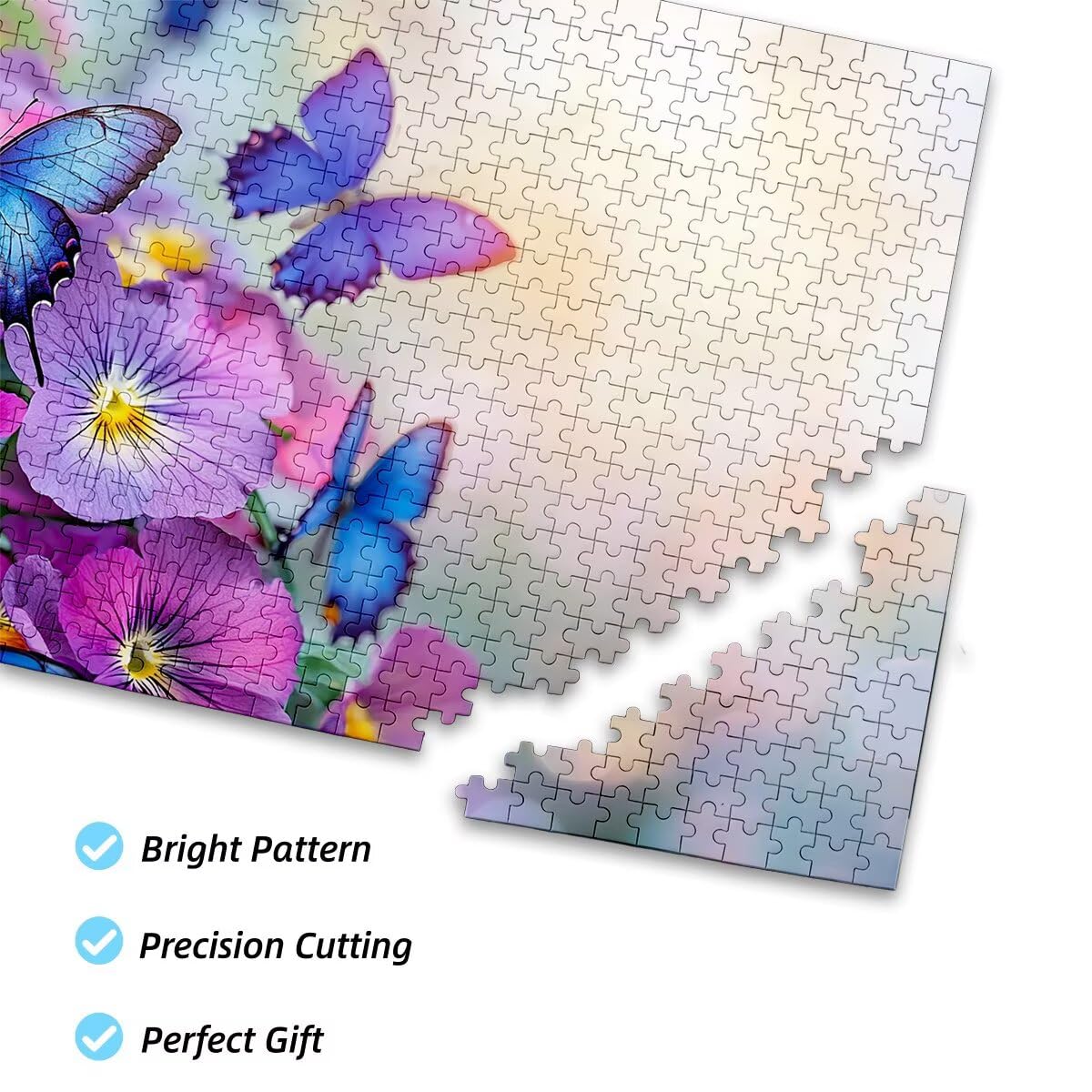 Puzzle dla dorosłych, 1000 puzzli motylkowych, 1000 sztuk, dla dorosłych, drewniane kwiaty, klasyczna, edukacyjna, wymagająca gra dla całej rodziny, dekompresja, prezenty dekoracyjne, 75 x 50 cm, I-23