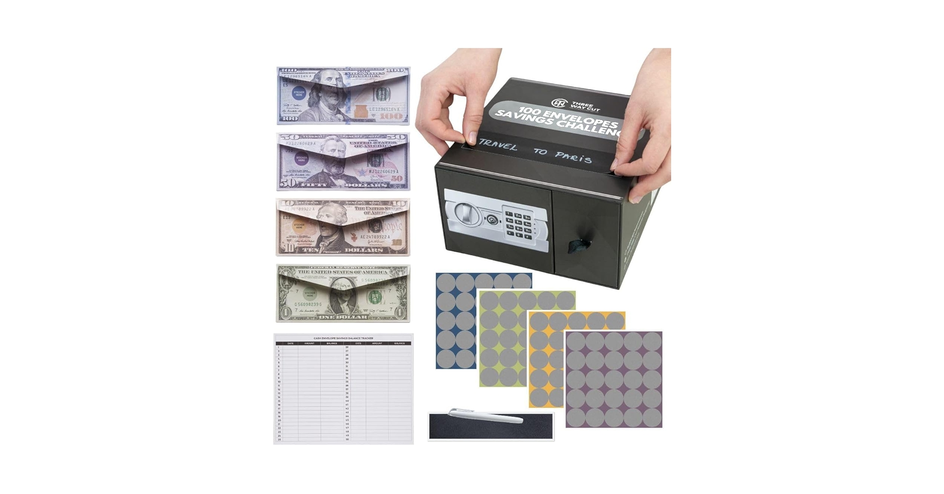 即購入OK★ボックス付き★100days savings challenge Amazon.com : 100 Envelopes Money Saving Challenge, 100
