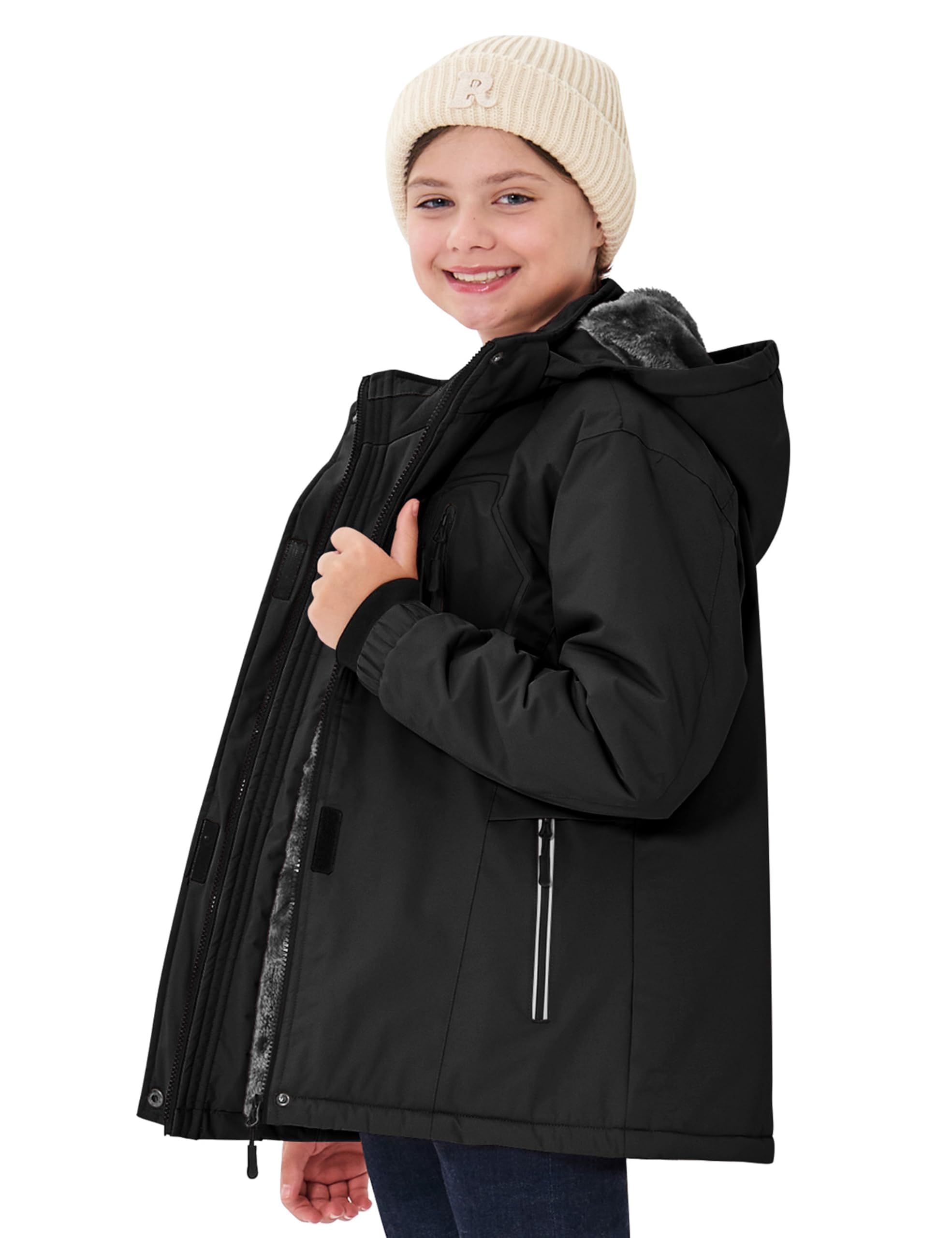 MoFiz Giacca Invernale Bambina Giacca sci Bambina Piumino Impermeabile Pile Antivento Giacche Ragazze Giacca In Softshell Con Cappuccio