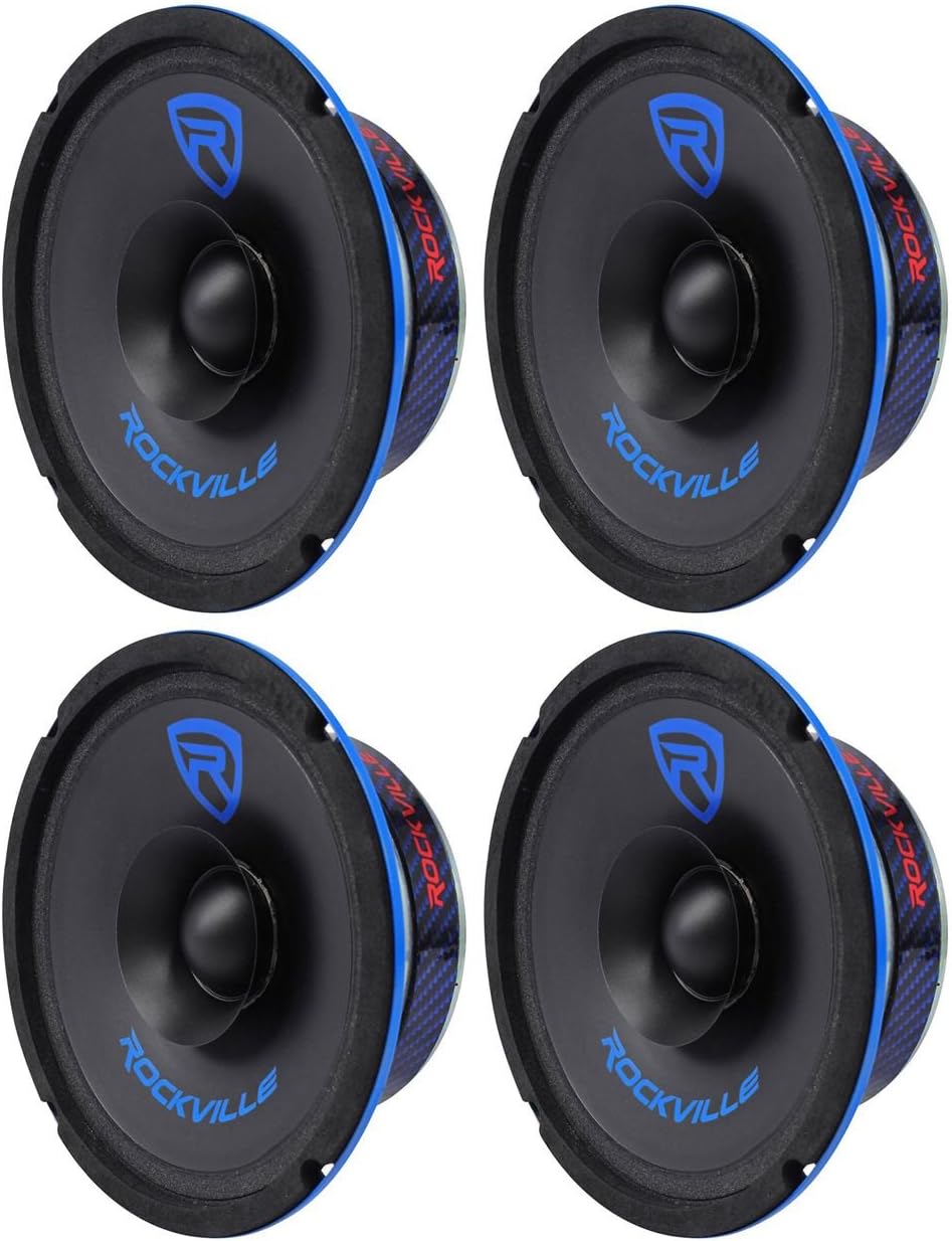 Rockville RM64SP 6.5-in 480-Watt Peak/240-Watt RMS 4-Ohm Super Performance Mid-Bass Midrange Car Speakers, Kevlar Reinforced Pulp Cone, 60 oz Magnet, Bullet Phase Plug, 4-Piece
