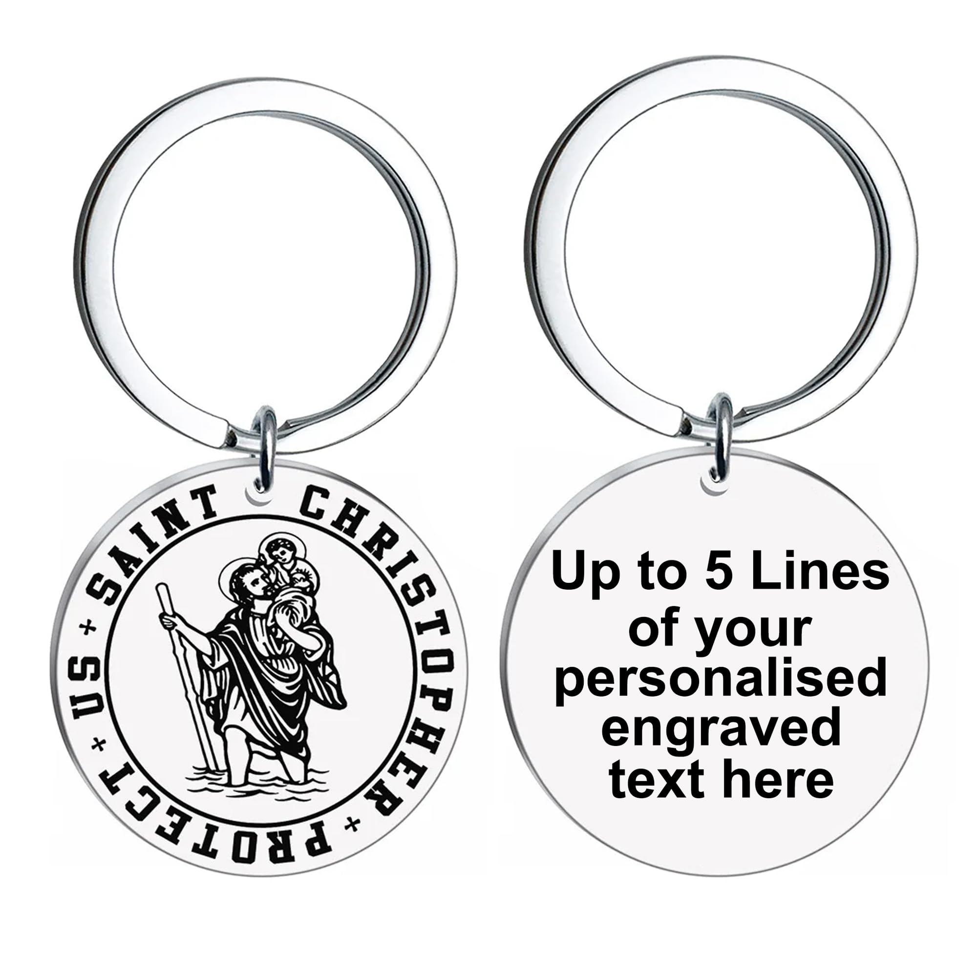 Out of Cornwall Personalised St Christopher Keyring - Gift Boxed - Traveller Travel Safe Driving