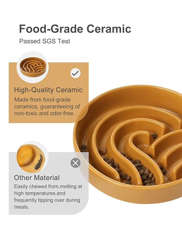 BICOPET Ceramic Slow Feeder Dog Bowl, Orange, Small by BICOPET - Used condition - Image 4