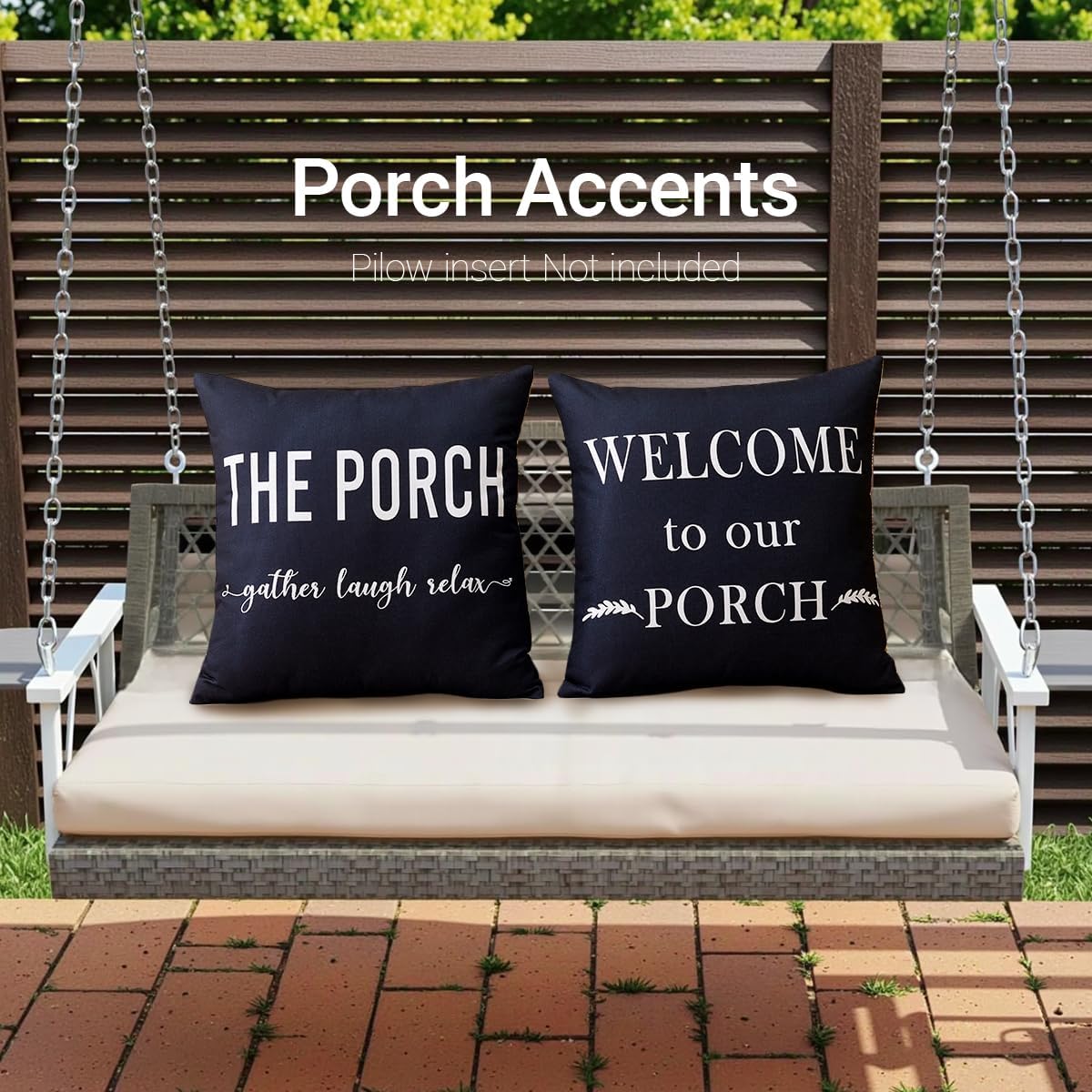 JOJOGOGO Welcome to Our Porch Pillows Black Farmhouse Outdoor Lumbar Pillow Covers 12x20 Waterproof Set of 2 Front & Back Porch Decor Rustic Throw Pillows for Garden Deck Patio Furniture (No Inserts)