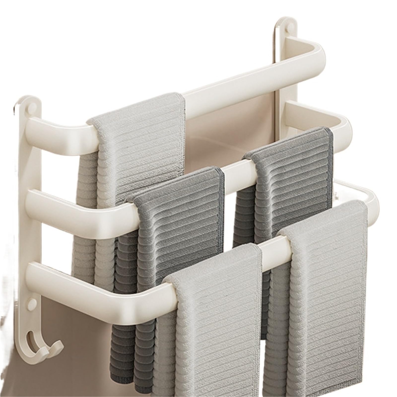 Bath Towel Bars Racks For Bathroom Lavatory Wall Mount, Hanger Space Aluminum Holder Rail for Bathroom(White Three-pole,11.81inch)