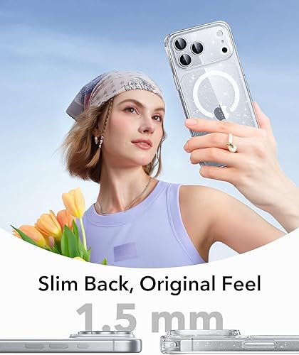 Vista 384 de ESR Funda para iPhone 15 Pro Max, compatible con MagSafe, de grado militar, negro transparente