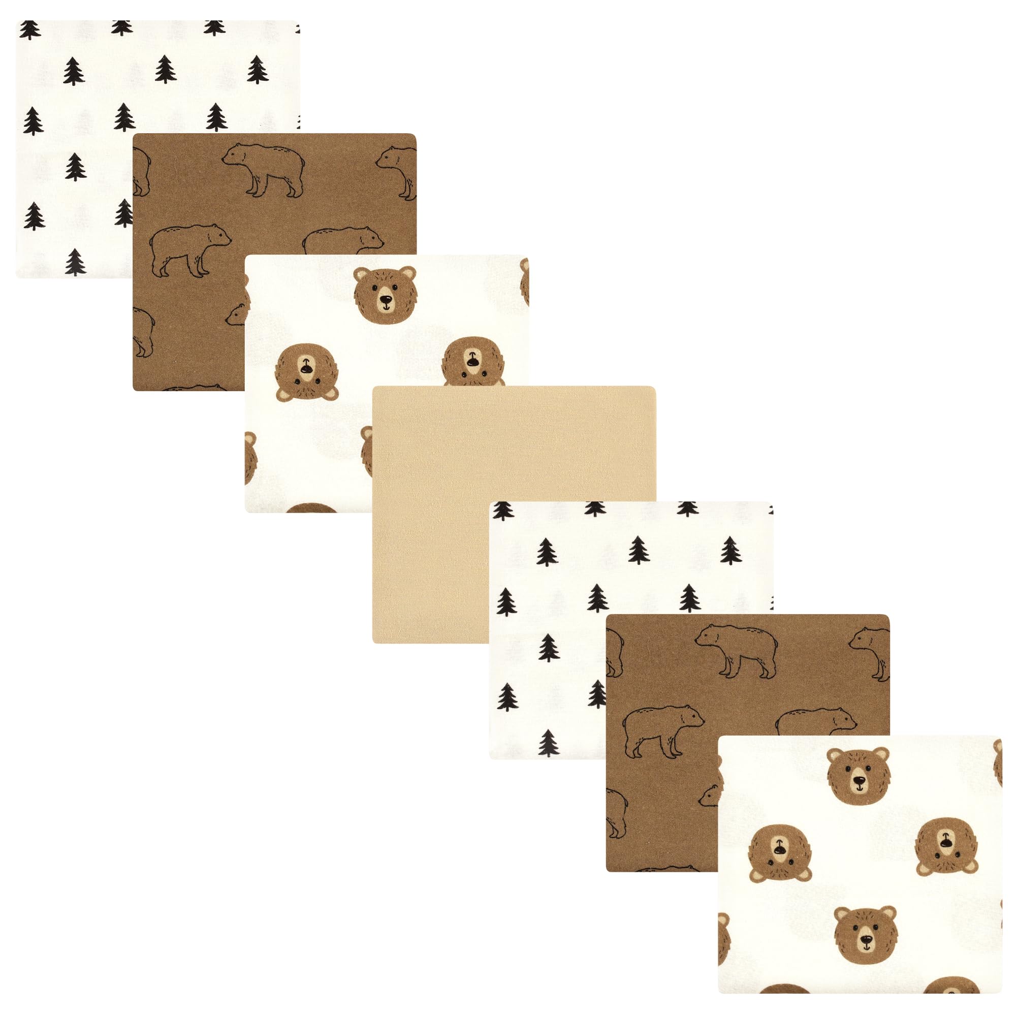 Hudson Baby Unisex Baby Cotton Poly Flannel Receiving Blankets Bundle, Brown Bear, One Size