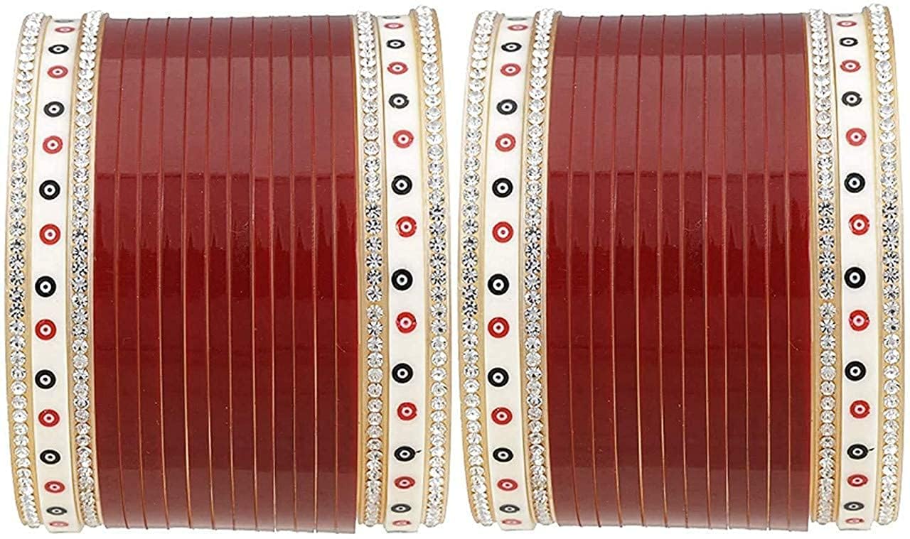 T4 Jewels Bridal Bangle Set Maroon Designer Chuda Wedding Punjabi Choora Fashion Jewellery Chura Set For Women_Maroon_2.4 (B0CZVNC152) Amazon Price History, Amazon Price Tracker