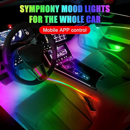 Miniatura 3 de Dreamcolor - Luces de acrílico para interiores de automóvil, 2 piezas de 43.3 pulgadas43.3 in, 128 luces LED coloridas para automóvil, fibra óptica,