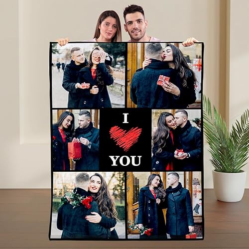 Manta personalizada con foto, manta personalizada con imágenes, regalos personalizados para el día de San Valentín para mamá, papá, amigos, novio,