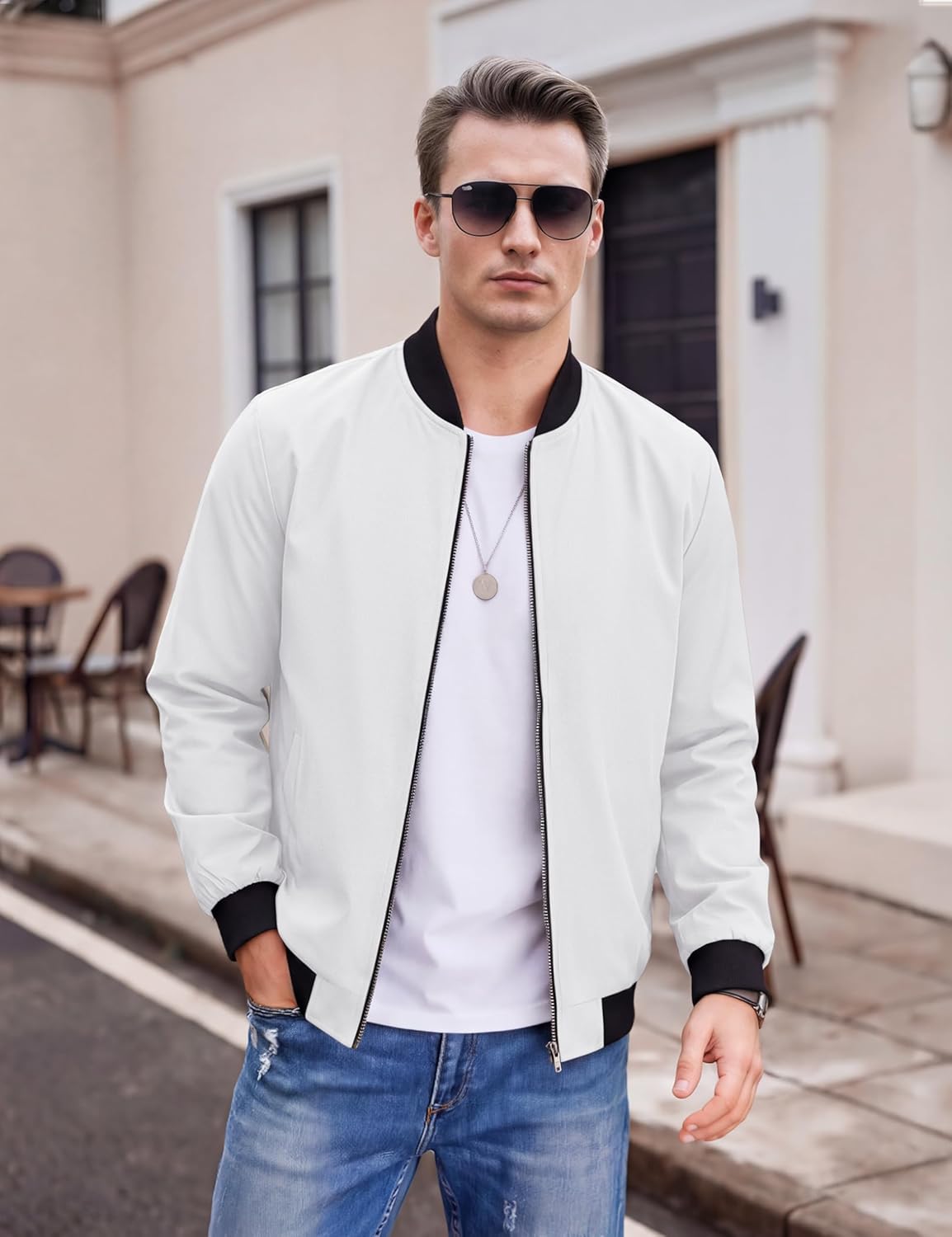 TACVASEN Men's Lightweight Jacket Spring Bomber Fall Windbreaker Casual Stylish Coats with Pockets - Image 2