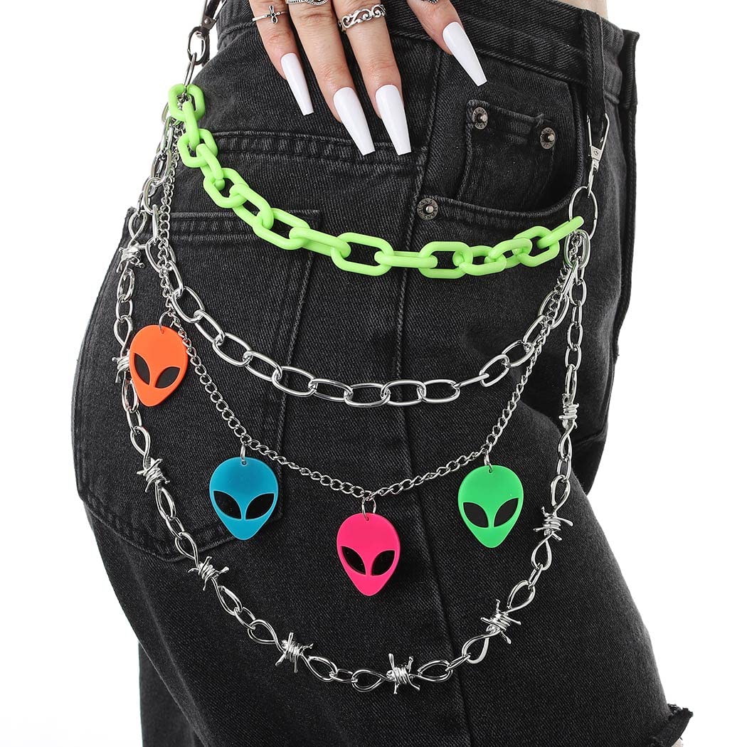 Bounzhi Acrylic Jean Chain Punk Wallet Rock Pocket Chain for Men and Women (B)