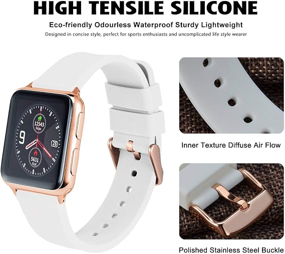 wocci silicone watch strap with rose gold buckle quick release strap 14 mm 18 mm 20 mm 22 mm