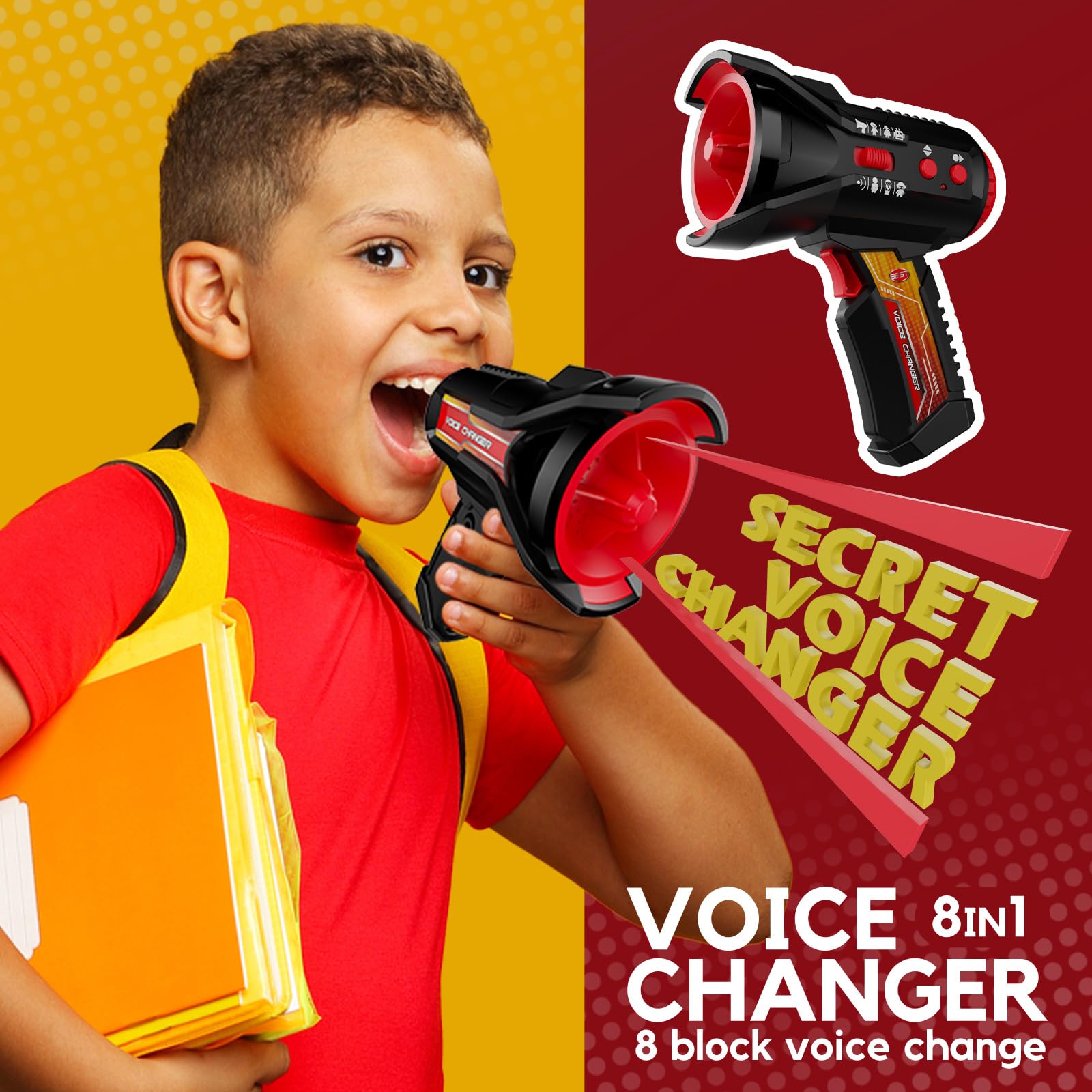 Multi Voice Changer per bambini con 8 diversi effetti vocali, cambia voce, registratore e funzione megafono, giocattolo cambia voce per bambini, ragazzi dai 3 anni in su
