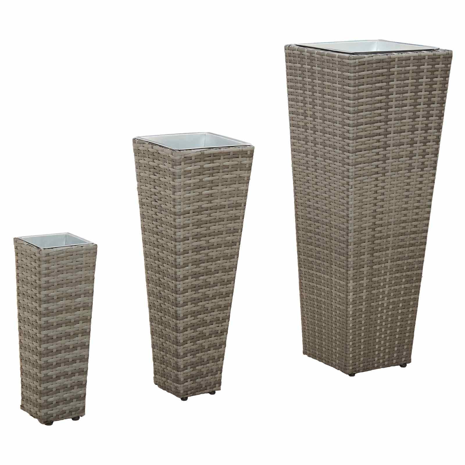 Pots de fleurs en métal pour jardin et balcon - Lot de 3 bacs étanches