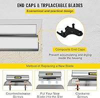 Vista 5 de VEVOR Hoja de alisado, cuchillo de alisado de 24 pulgadas, cuchillo de construcción de acero inoxidable europeo, espátula de perfil de aluminio