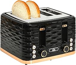 HOMCOM Toaster 4 Slices with 7 Levels, Defrost Function, Lift Function, Crumb Drawer 1860 W, Black