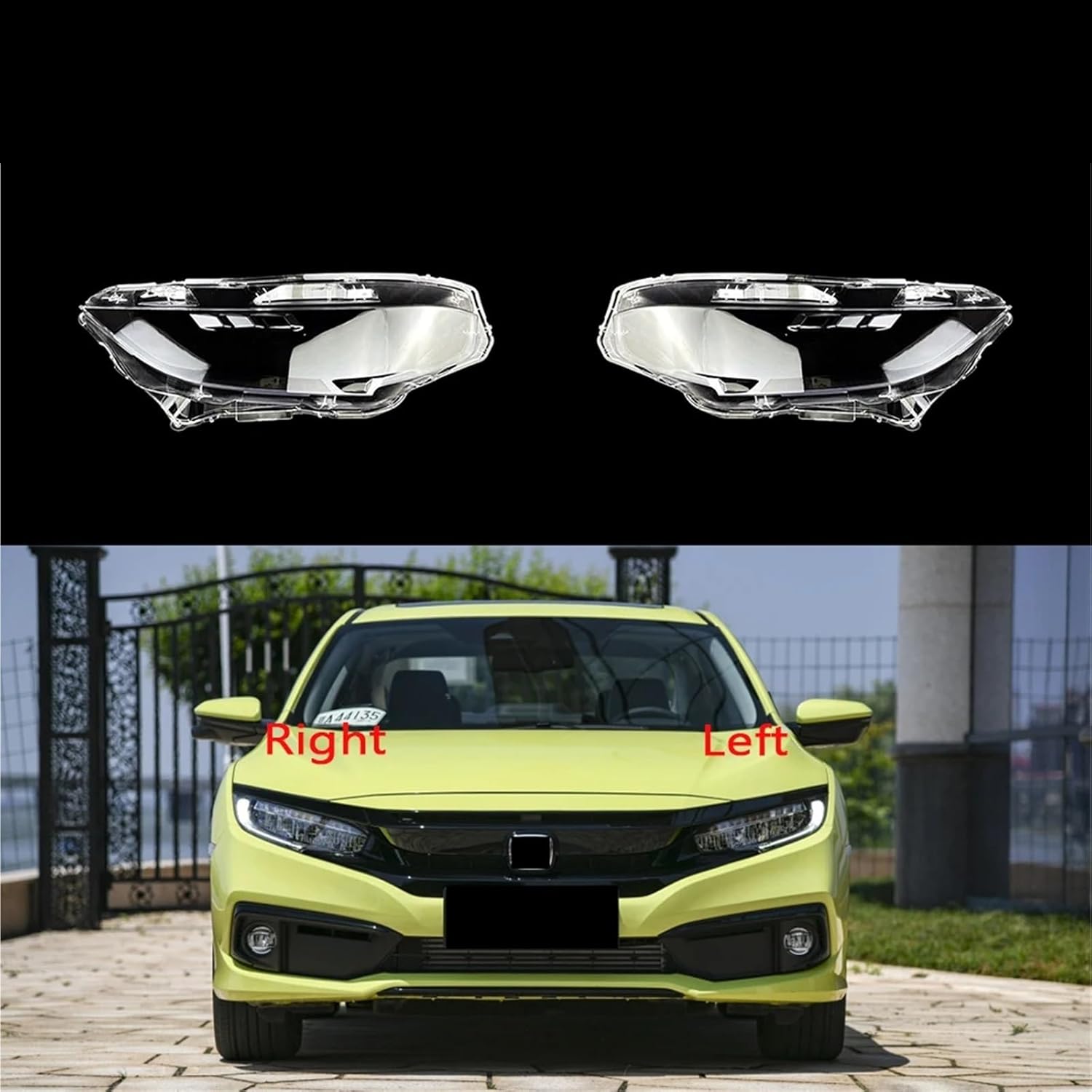 Auto Head Lamp Light Case Compatible with Honda Civic 2016-2021 Car Front Headlight Lens Cover Lampshade Clear Lampcover Caps Headlamp Shell(A Pair)