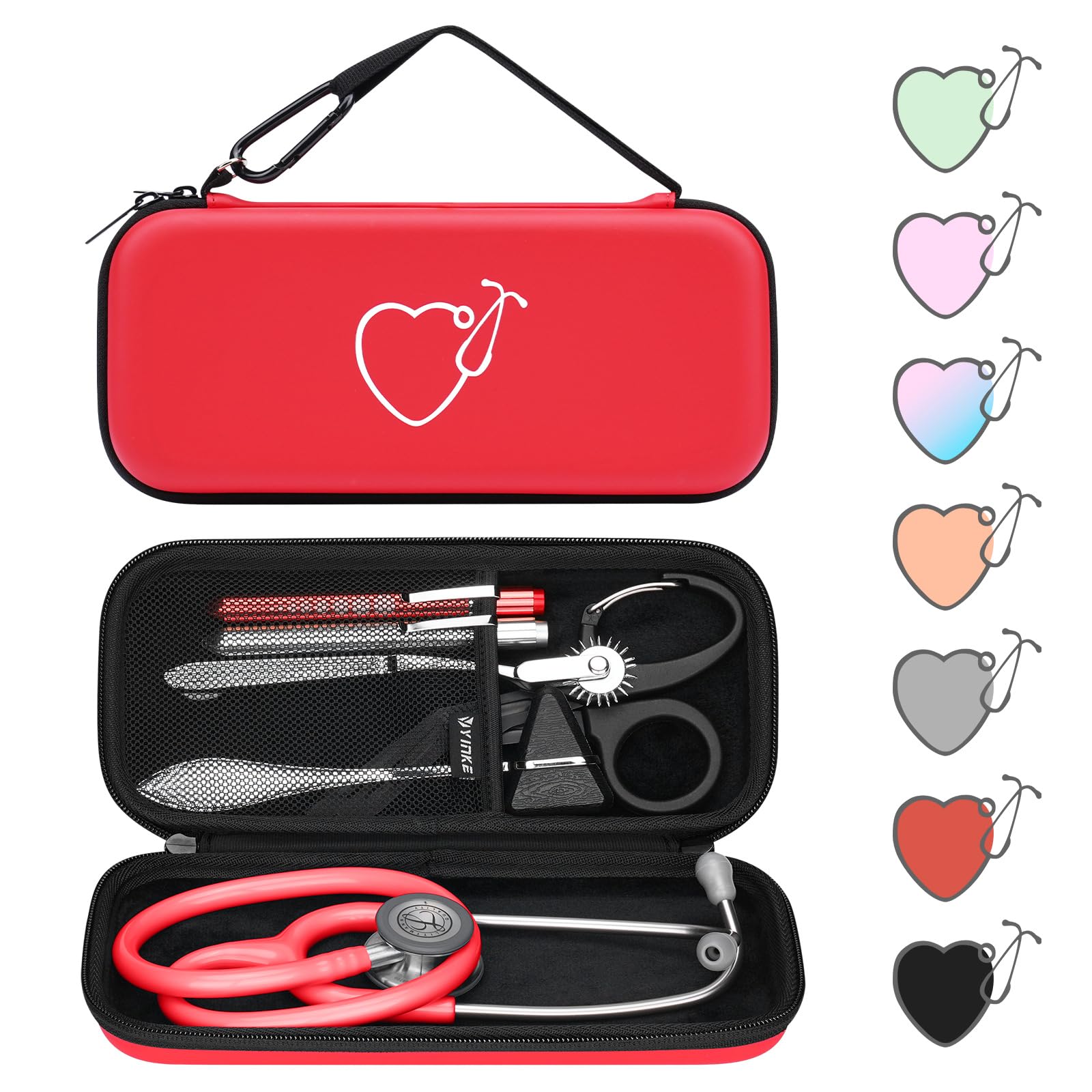 Yinke Profesjonalny stetoskop twardy futerał do Littmann Classic III/MDF/ADC akcesoria do pielęgniarek przenośny kompaktowy, odpowiedni do neurologicznych nożyczek do młotka i latarki