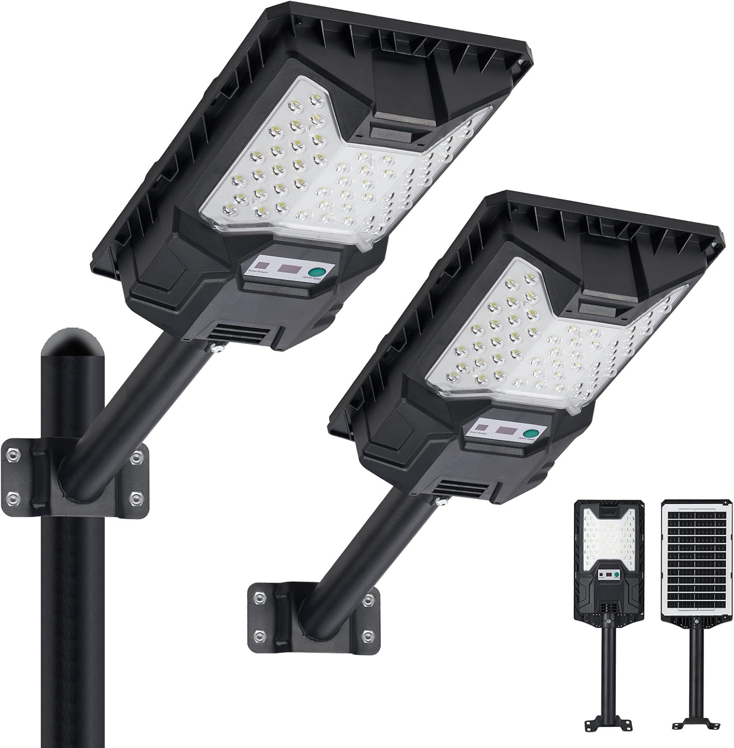 Photo voltaic Road Mild Out of doors, 20000LM 6500K Waterproof Movement Sensor LED Photo voltaic Powered Flood Mild with Distant Management,Nightfall to Daybreak Industrial Space Lighting for Exterior Parking Lot, 2-Pack