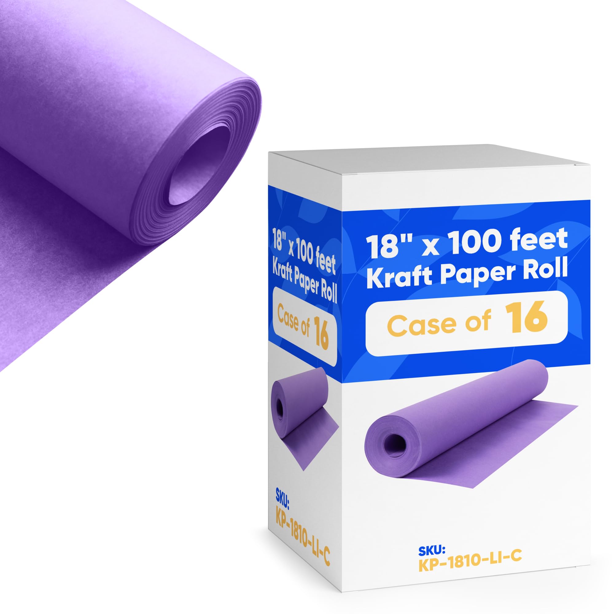 18" x 1200" (100 ft) Lilac Kraft Paper (Case of 16 Rolls), Made in USA