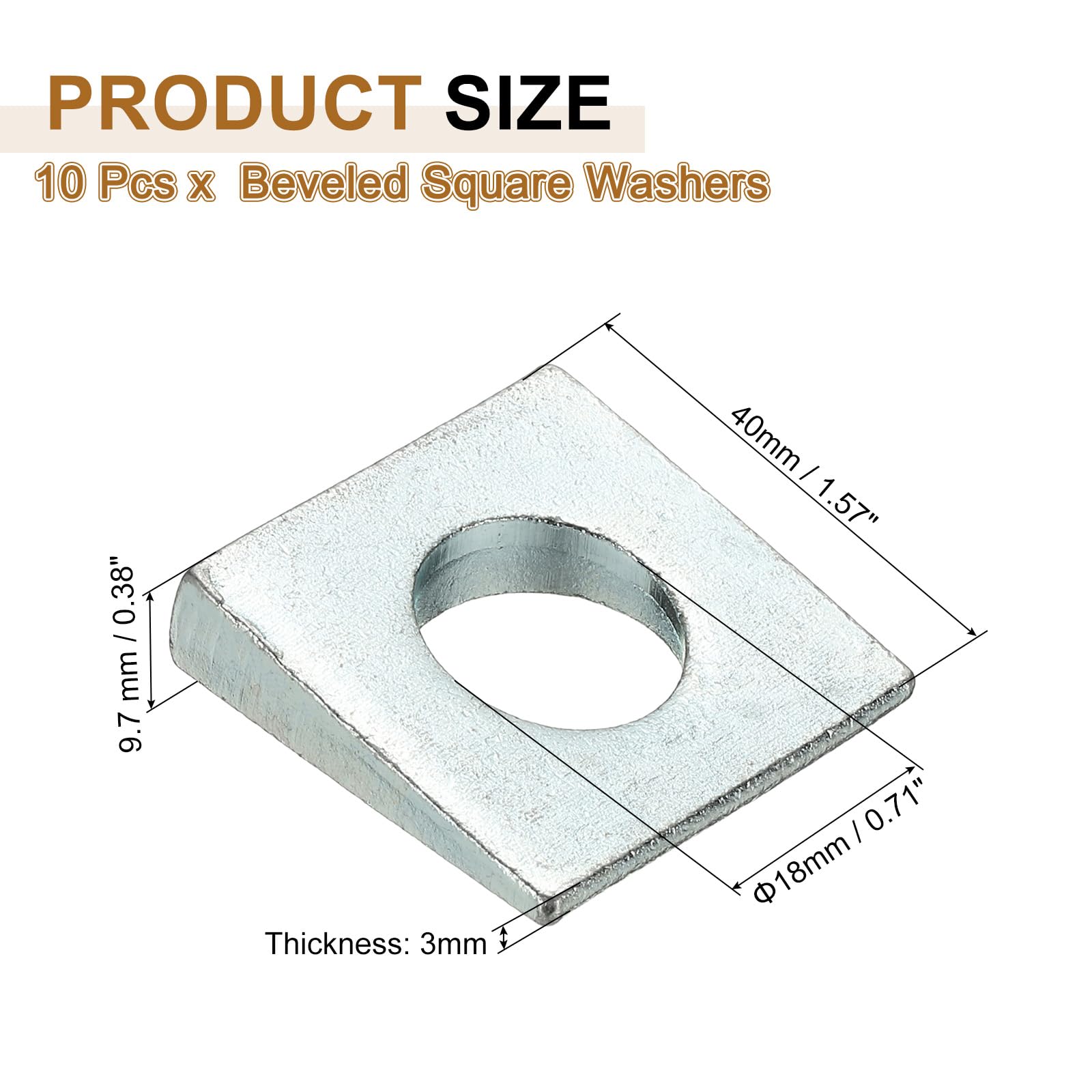 PATIKIL 10pcs Beveled Square Washers - Image 2