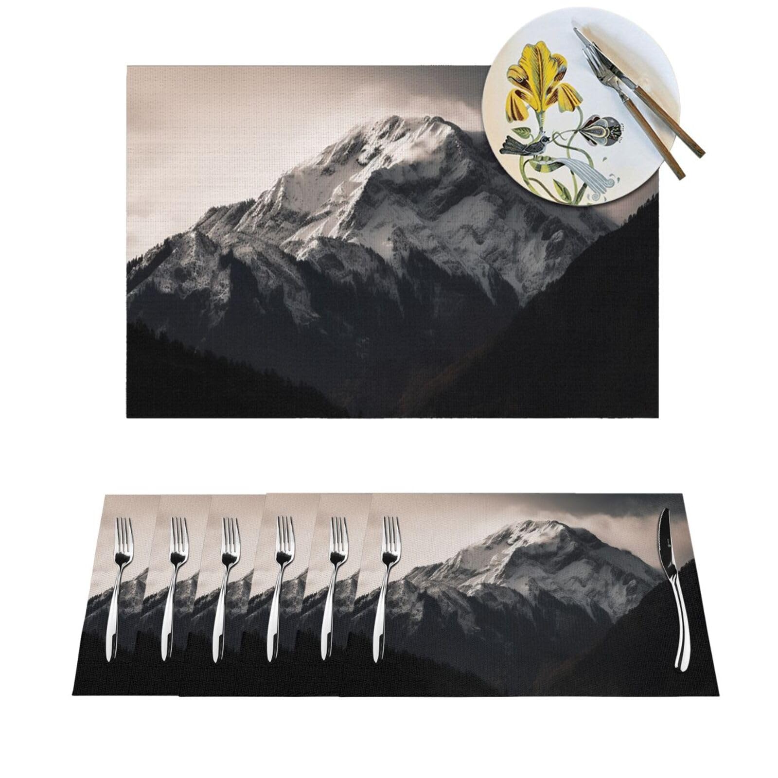 Set de table montagne noir et blanc pour de doux instants