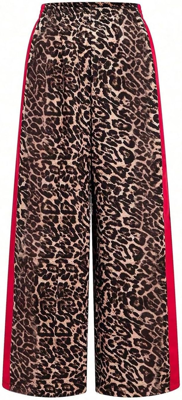 Women's Cheetah Leopard Pants Elastic Waist Wide Leg Baggy Sweatpants Y2k Rave Trousers Streetwear - Image 5