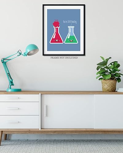 Miniatura 4 de Govivo You're OVER Reacting - Decoración de pared de juego de palabras de ciencia  Divertido arte de química para el aula de escuela secundaria