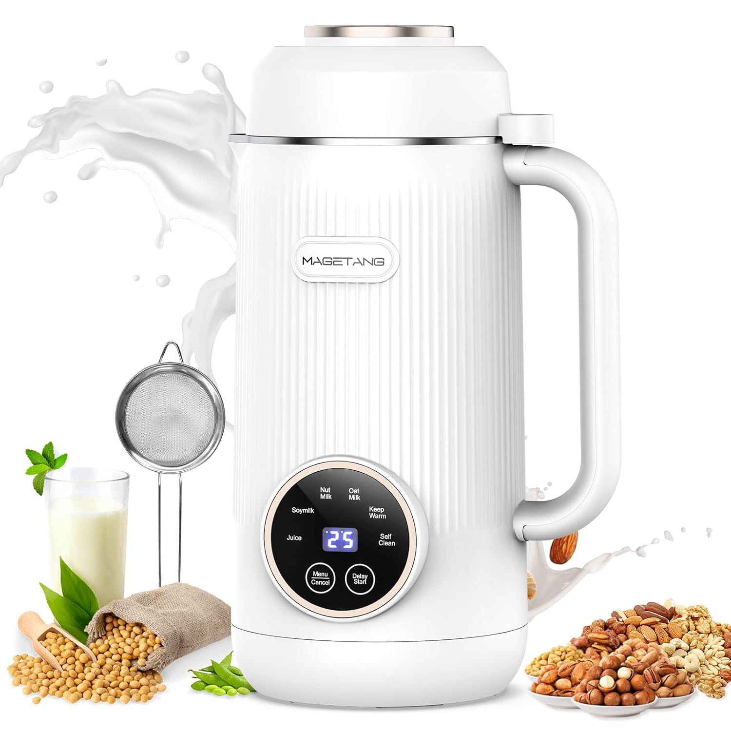 7 in 1 Nut Milk Maker Machine 28oz Automatic Milk Maker for Homemade Coconut, Oat, Soy, Plant-Based Milk, Juice with 18H Delay Start/6H Keep Warm/Self Cleaning (Cream) image 1