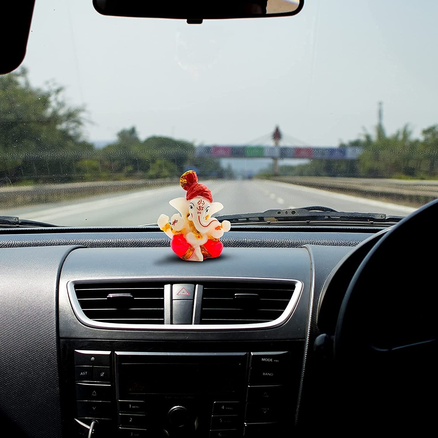 Lord Ganesha Showpiece Car Dashboard Accessories Car Dashboard Toys Car Showpiece Car Interior Decoration Item-2.3 x 2.3 Inch-1.1, Polystone, Religious