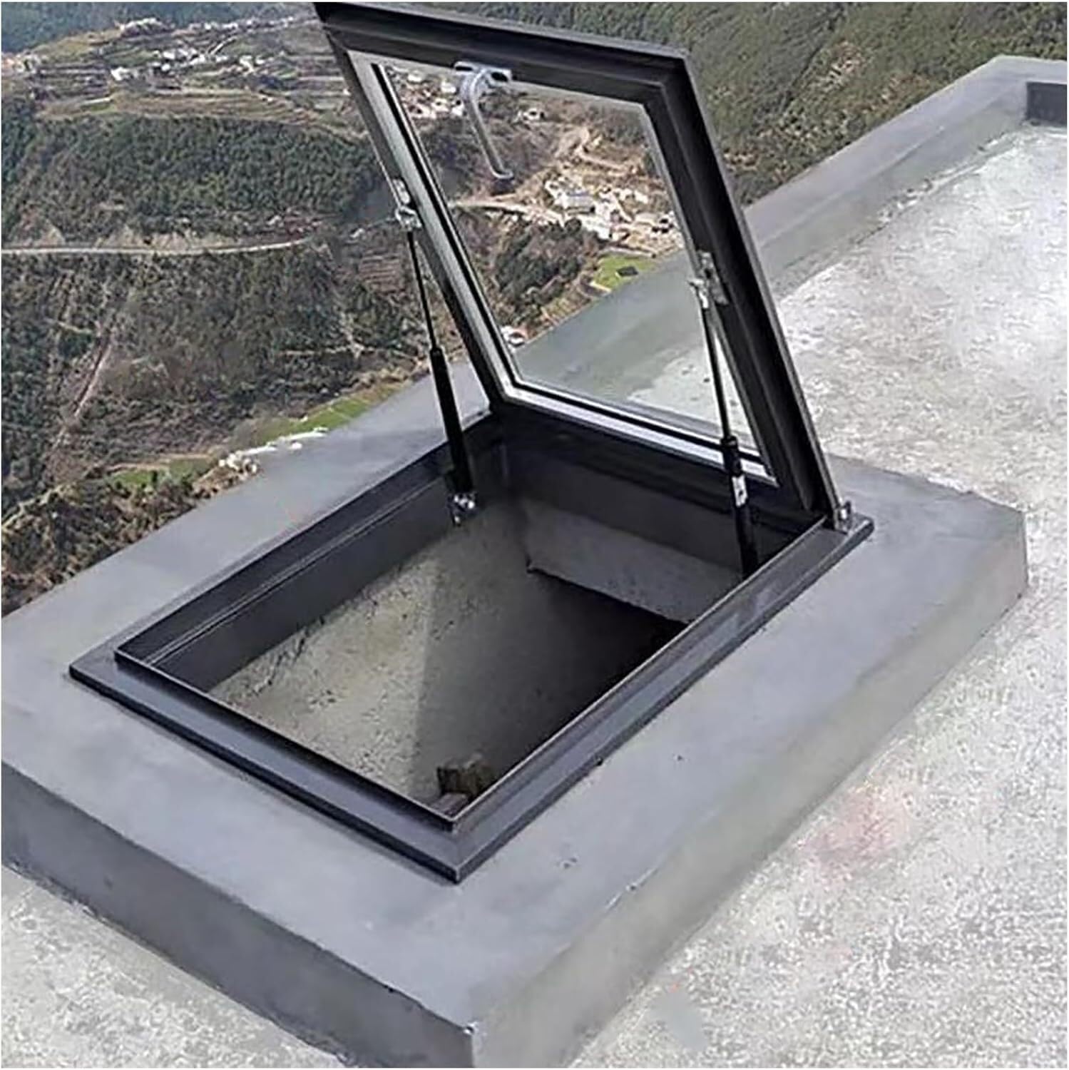 VUIKLCty Roof Maintenance Hatch, Tempered Glass Skylight, Sunroom Staircase Garage Attic Skylight Cover(78 * 98cm)