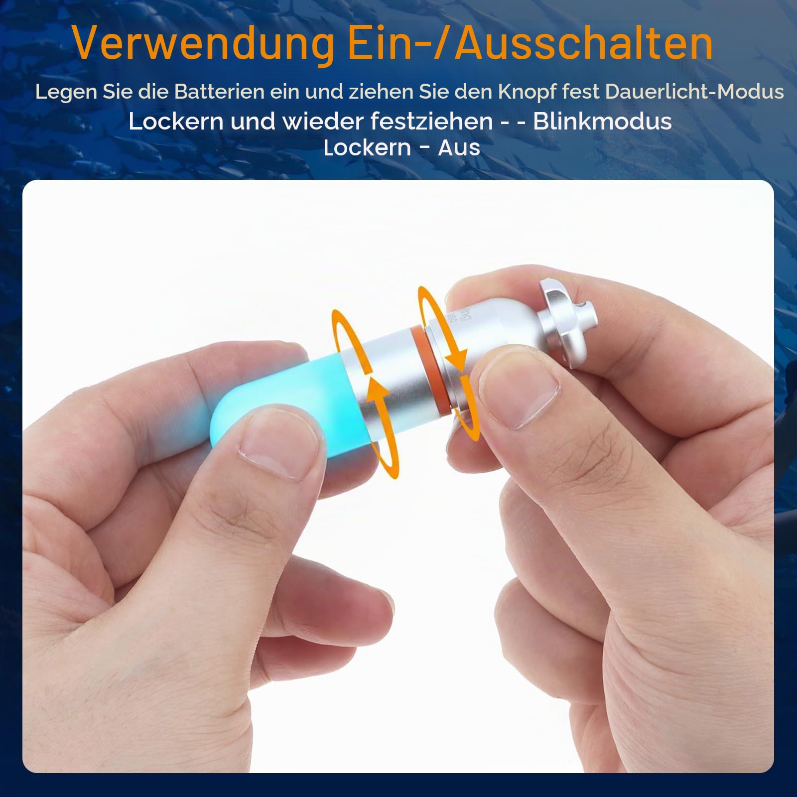SecurityIng 2 x Stroboskop-Signalleuchte für Tauchen, blau