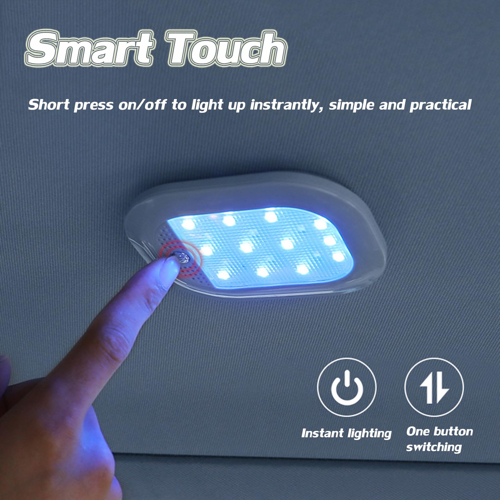 Torcarvh Car Interior Reading Light Roof Led Body Light Lighting Lamp RV Lights Interior Nightlight Ceiling Light 8 Color Modes Charging Ambient Lamp for Car Trunk Motorhome Boat Trailer (Beige)