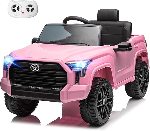 Toyota Tundra - Auto eléctrico con licencia para niños, batería de 12 V, 7 Ah, auto eléctrico para niños, camión, maletero, control remoto,