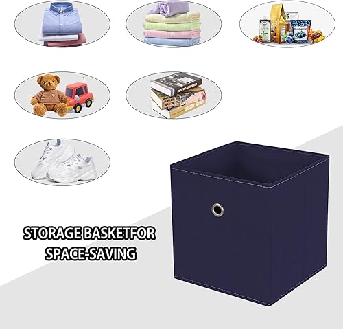 Miniatura 3 de NieEnjoy Cajas de almacenamiento negras plegables, cubos de tela de 11 pulgadas, organizadores de almacenamiento de tela con asas para el hogar,