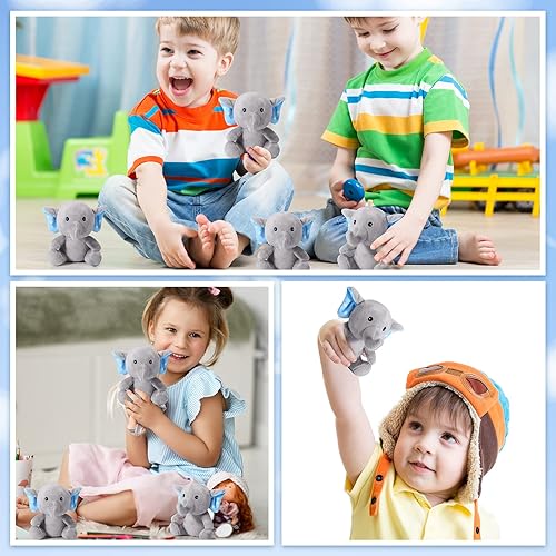 Miniatura 7 de 12 piezas de mini elefante de peluche de 4 pulgadas, pequeños y lindos juguetes de elefante de bosque suave para niños y niñas, decoración de baby