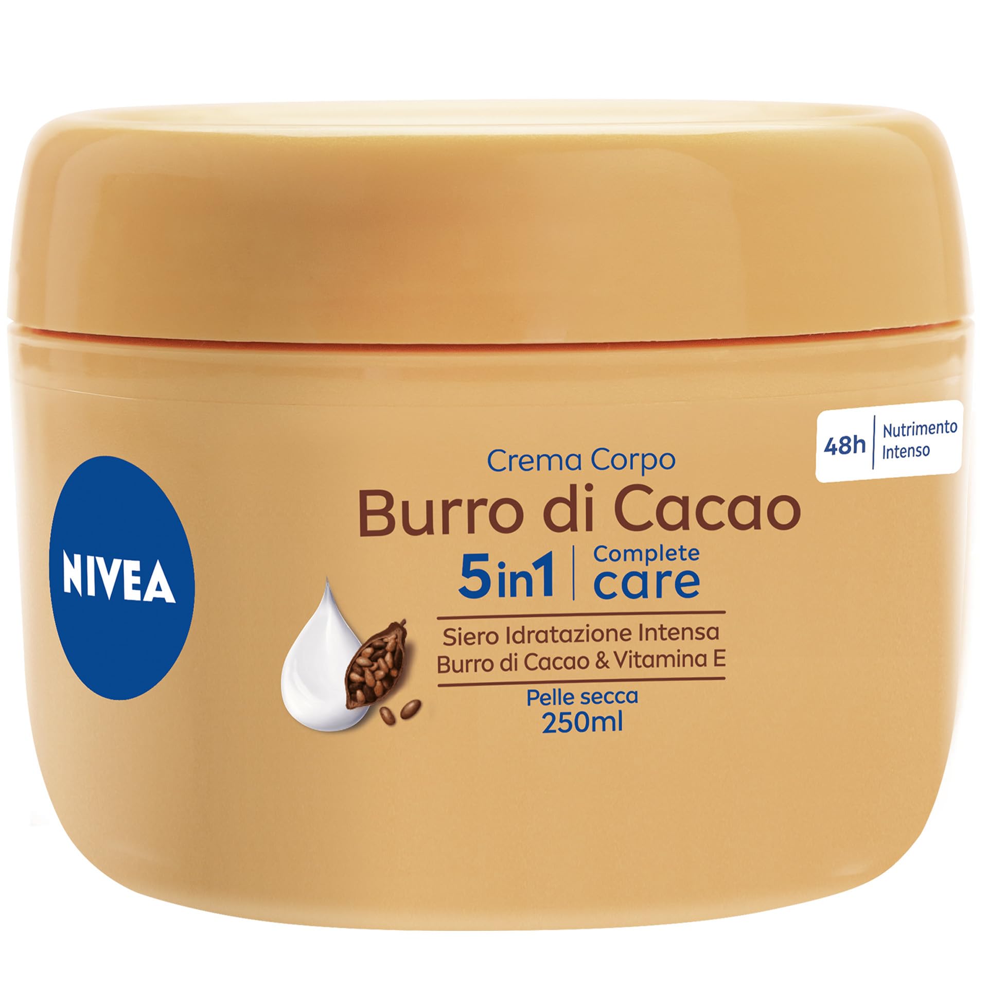  NIVEA Body Cream Cocoa Butter 250 ml - Rafforzato con Serum Anti-Settaturo, Burro di Cioccolato e Vitamina E, Umidifica