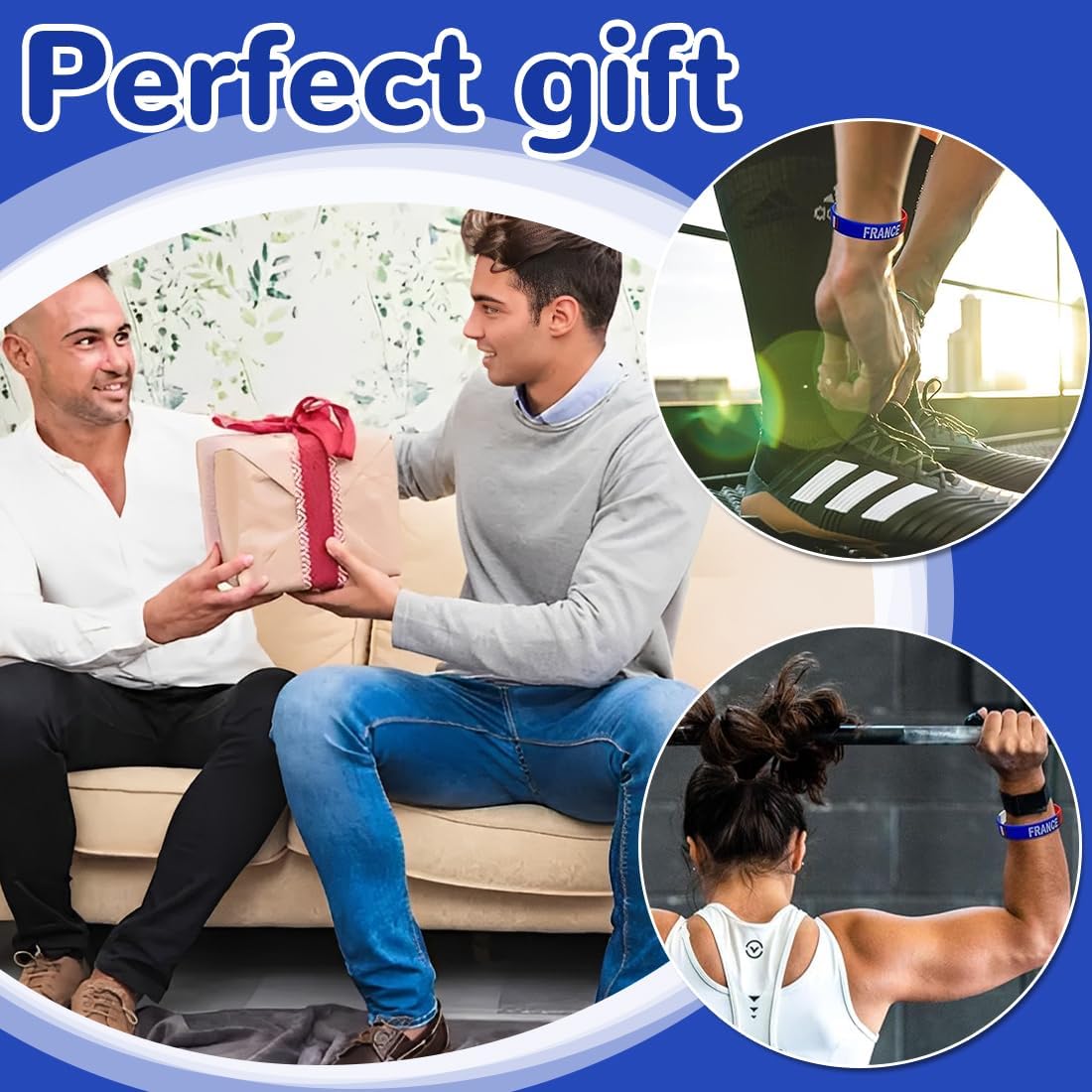 2 Silicone Bracelets with France Flag - Sports Bracelets for the World Cup, Gift for Football Supporters, Collectible Accessories, French Gadgets France Colourful Souvenirs