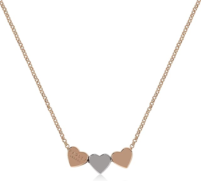 Radley Hello Love Ladies Rose Gold Adjustable Silver centre heart Necklace. Fun Giftable Postcard & Envelope Packaging. one size