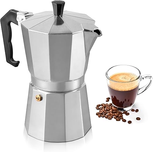 Miniatura 11 de Mixpresso Cafetera Cubana de 9 Tazas, Cafetera Moka para Estufa de Gas o Eléctrica, Cafetera Italiana Clásica, Cafetera de Espresso para Estufa,