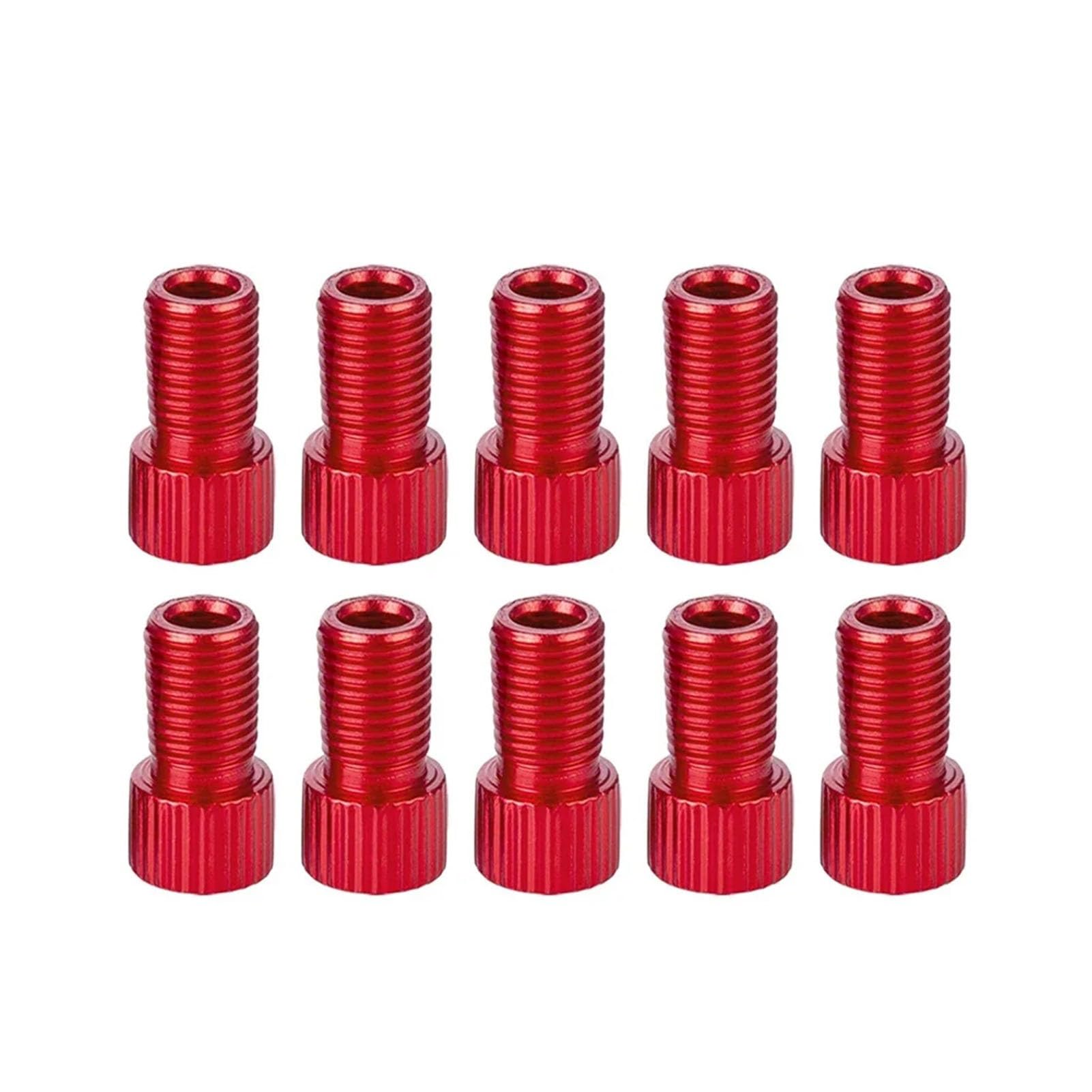 Dymkie 10 Pcs Red 10 Colour Aluminum Bicycle Bike Valve Converter Car Valve Adapter(10 Pcs Red)