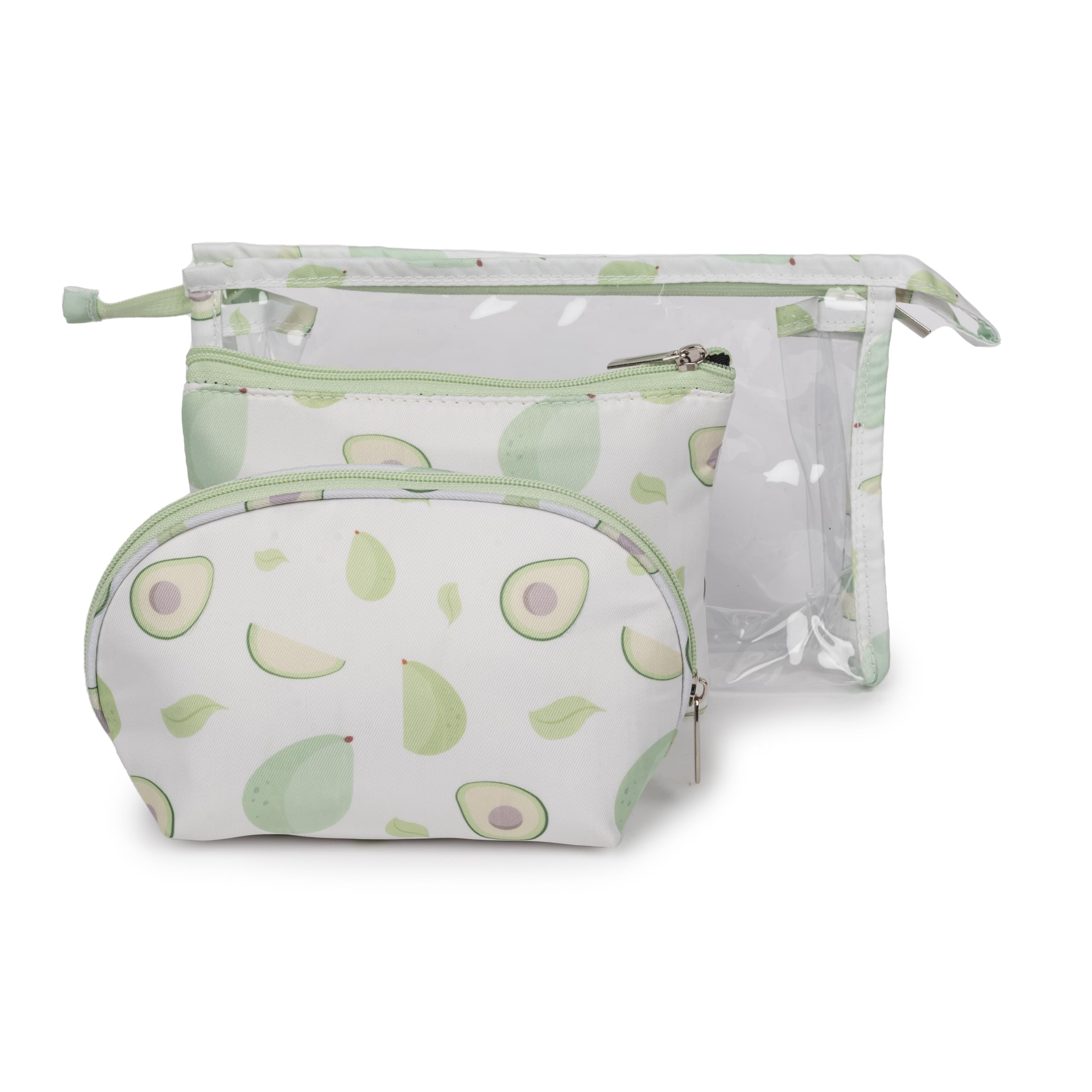 Set of 3 Cosmetic Pouches – Large, Medium, and Small Makeup & Toiletry Organizer, Travel Vanity Pouch with Zipper Closure (Avocado)-image-28